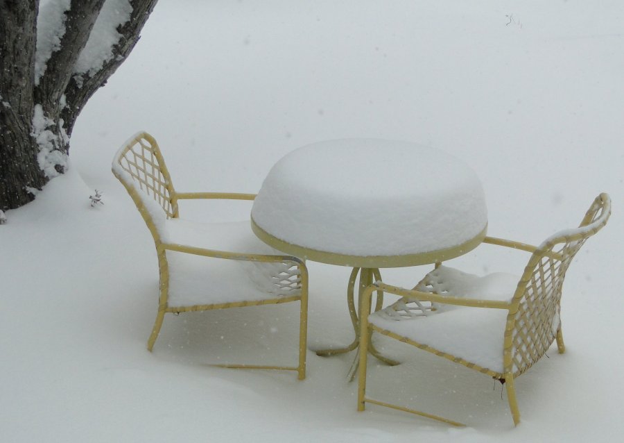 Snow and garden table